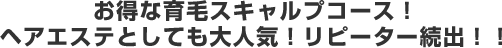 お得な育毛スキャルプコース！ヘアエステとしても大人気！リピーター続出！
